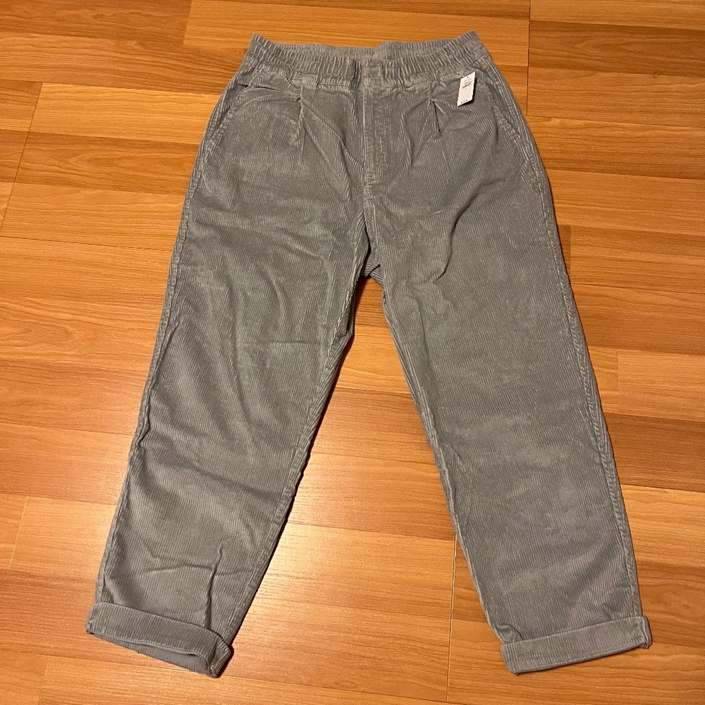 GAP High Rise Corduroy Joggers Quarry Grey Size L
